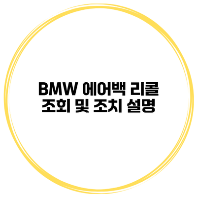 BMW 에어백 리콜 조회 및 조치 설명