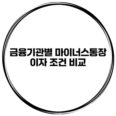 금융기관별 마이너스통장 이자 조건 비교