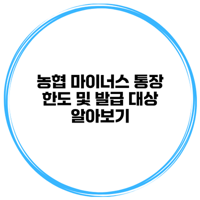 농협 마이너스 통장 한도 및 발급 대상 알아보기