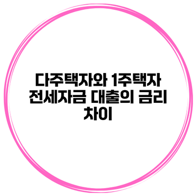 다주택자와 1주택자 전세자금 대출의 금리 차이