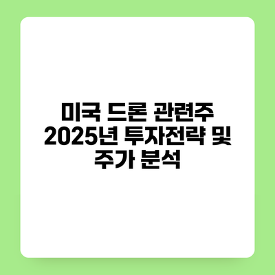 미국 드론 관련주 2025년 투자전략 및 주가 분석