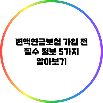 변액연금보험 가입 전 필수 정보 5가지 알아보기