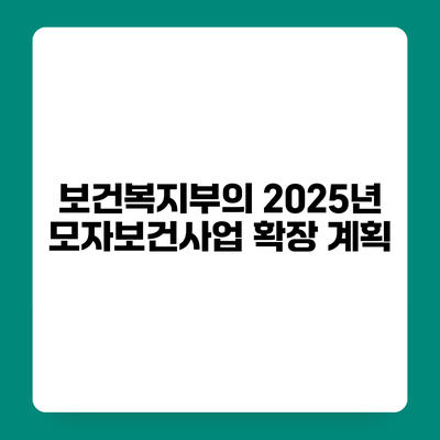 보건복지부의 2025년 모자보건사업 확장 계획