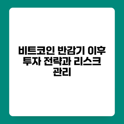 비트코인 반감기 이후 투자 전략과 리스크 관리
