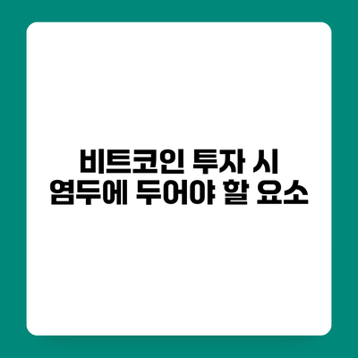 비트코인 투자 시 염두에 두어야 할 요소