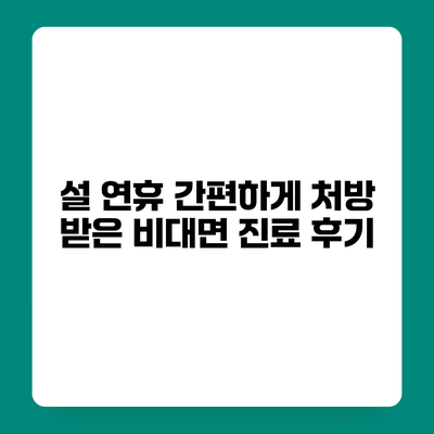 설 연휴 간편하게 처방 받은 비대면 진료 후기