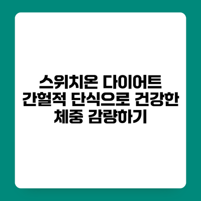 스위치온 다이어트 간헐적 단식으로 건강한 체중 감량하기