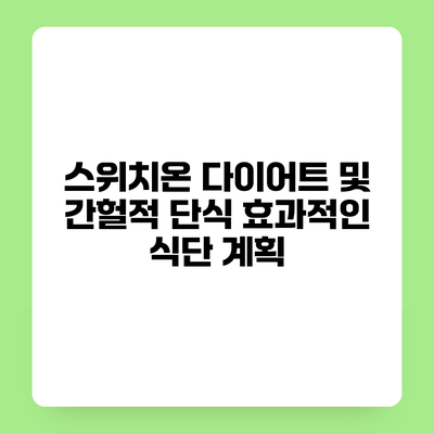 스위치온 다이어트 및 간헐적 단식 효과적인 식단 계획