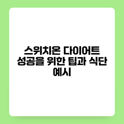 스위치온 다이어트 성공을 위한 팁과 식단 예시