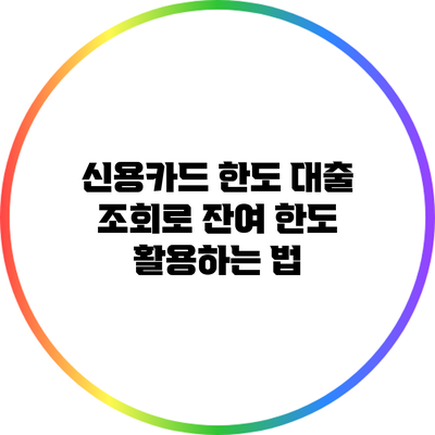 신용카드 한도 대출 조회로 잔여 한도 활용하는 법