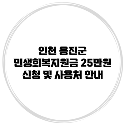 인천 옹진군 민생회복지원금 25만원 신청 및 사용처 안내
