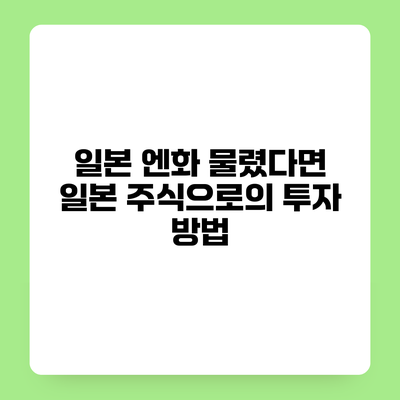 일본 엔화 물렸다면? 일본 주식으로의 투자 방법