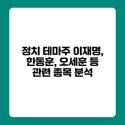 정치 테마주 이재명, 한동훈, 오세훈 등 관련 종목 분석