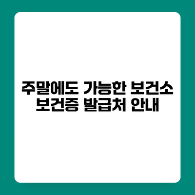 주말에도 가능한 보건소 보건증 발급처 안내