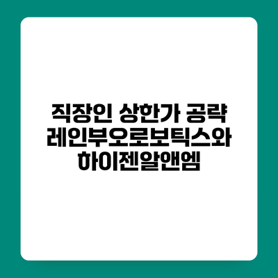직장인 상한가 공략 레인부오로보틱스와 하이젠알앤엠