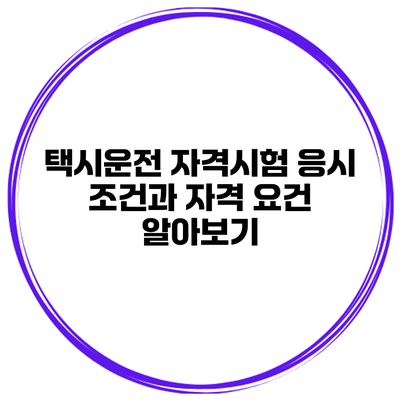 택시운전 자격시험 응시 조건과 자격 요건 알아보기