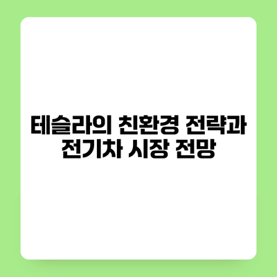 테슬라의 친환경 전략과 전기차 시장 전망