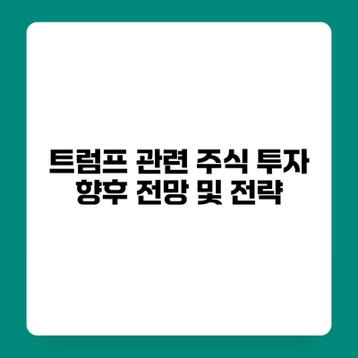 트럼프 관련 주식 투자 향후 전망 및 전략