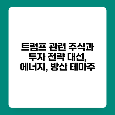 트럼프 관련 주식과 투자 전략 대선, 에너지, 방산 테마주