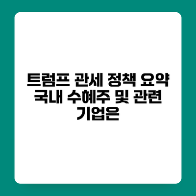 트럼프 관세 정책 요약 국내 수혜주 및 관련 기업은?