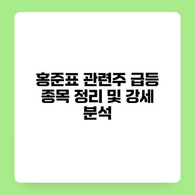 홍준표 관련주 급등 종목 정리 및 강세 분석
