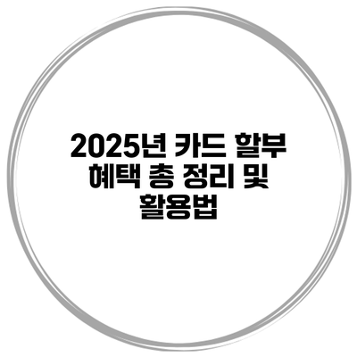 2025년 카드 할부 혜택 총 정리 및 활용법