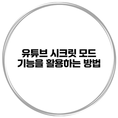 유튜브 시크릿 모드 기능을 활용하는 방법